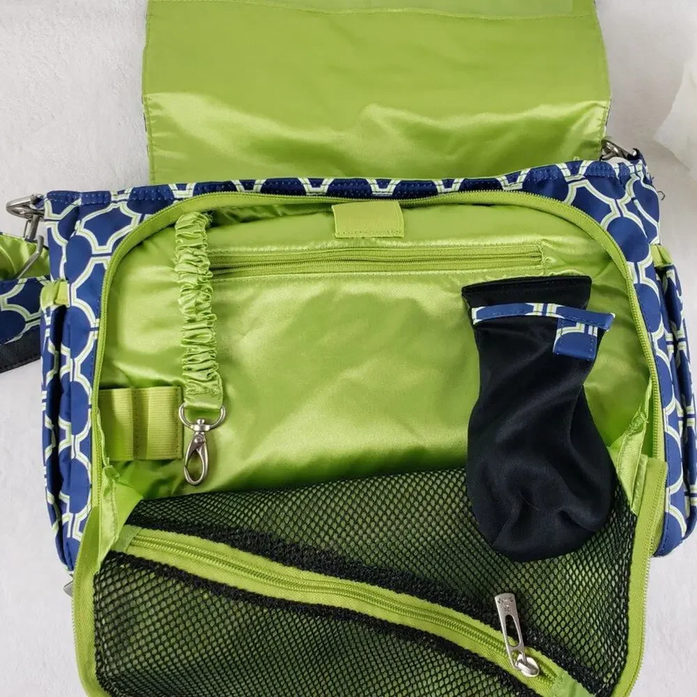 Ju-Ju-Be Diaper Bag Better Be in Royal Envy Blue White Multi Pocket Adjustable